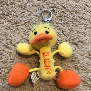 Fuzzy yellow duck Pez holder keychain